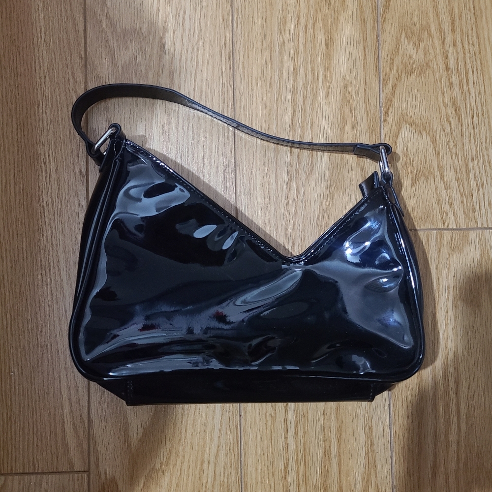Black Vinyl Shoulder Bag